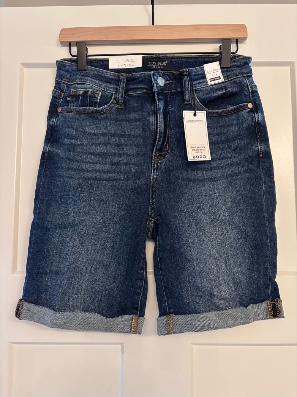 Judy Blue Dark Wash Denim Bermuda Shorts High Rise size M NWT